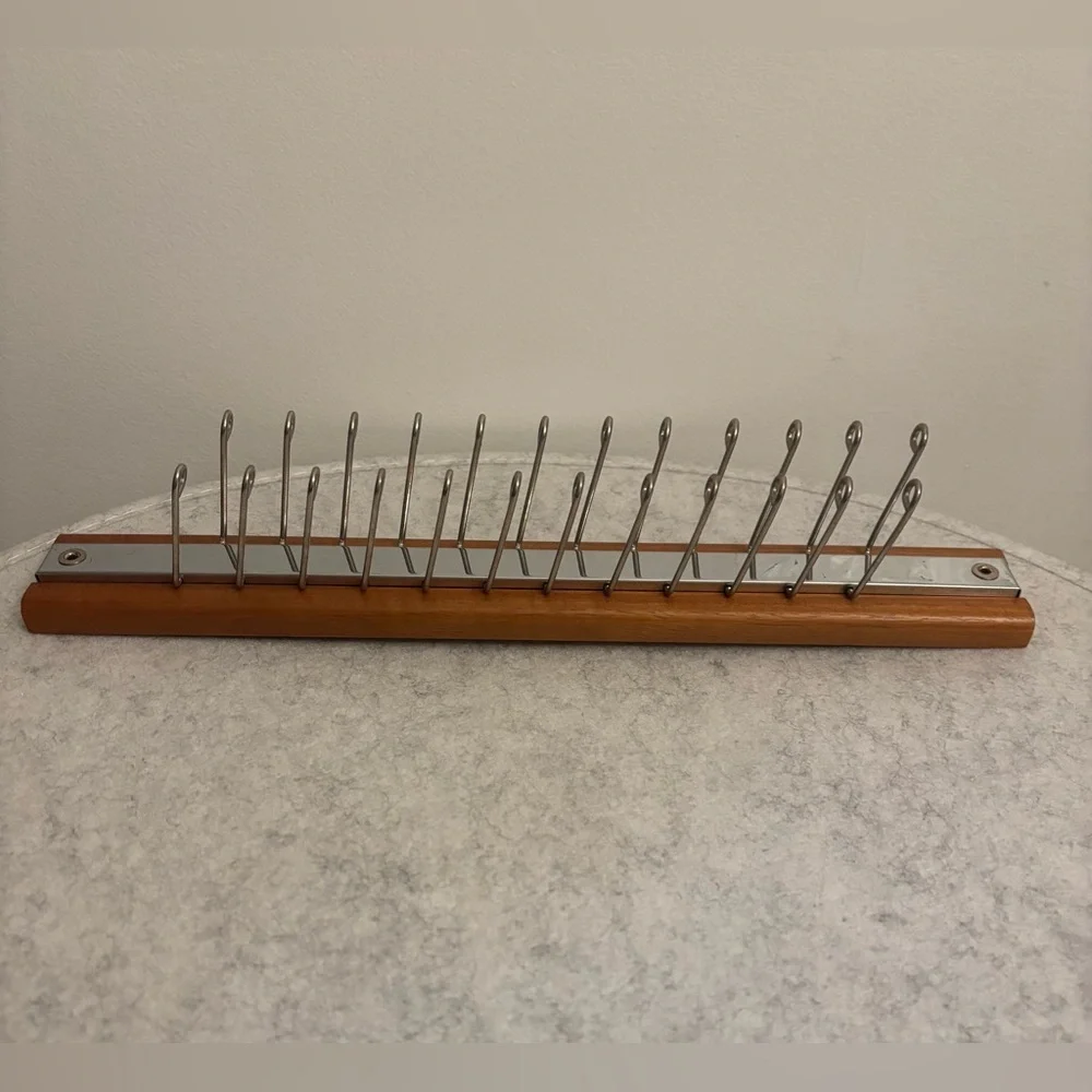 Mid-Century Modern Wood & Chrome Tie, Belt Rack